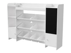Estantería infantil con 8 compartimentos y tablero de dibujo, color blanco