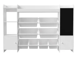 Estantería infantil con 8 compartimentos y tablero de dibujo, color blanco