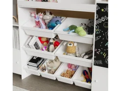 Estantería infantil con 8 compartimentos y tablero de dibujo, color blanco