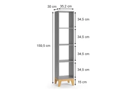 Estantería infantil gris 35.2x30x159.5 malia