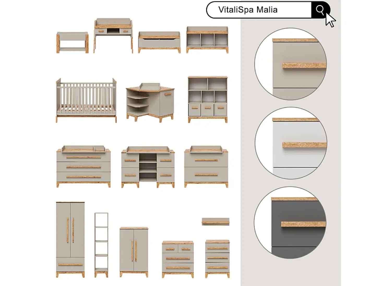 Estantería infantil gris/artisan 98.4x32.6x113.4 malia