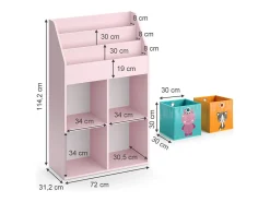 Estantería infantil rosa 72x31.2x114.2 luigi