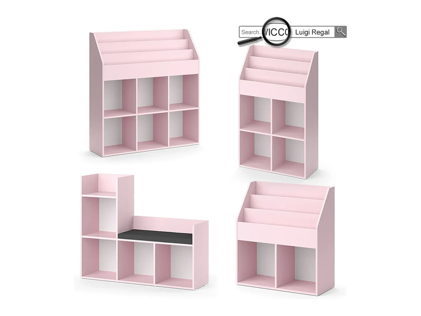 Estantería infantil rosa 107.2x31.2x114.2 luigi