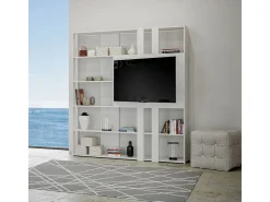 Estantería Kato L con soporte TV fresno blanco