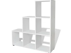 Estantería librería en forma de escalera 107 cm blanca