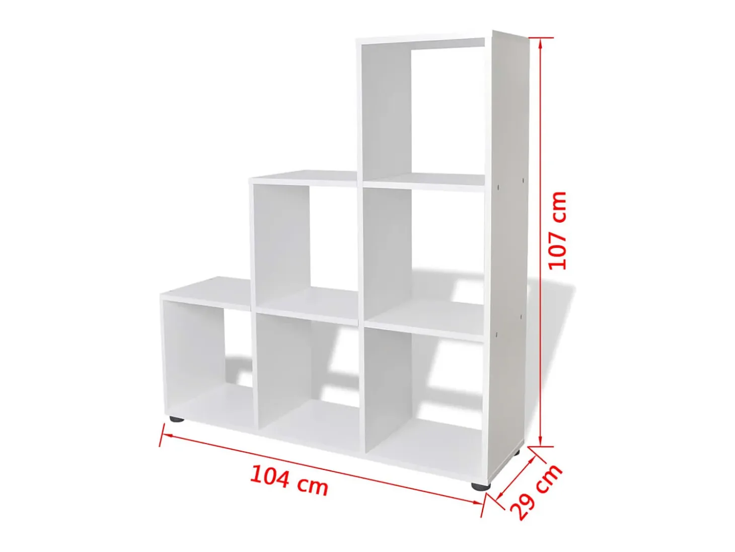 Estantería librería en forma de escalera 107 cm blanca