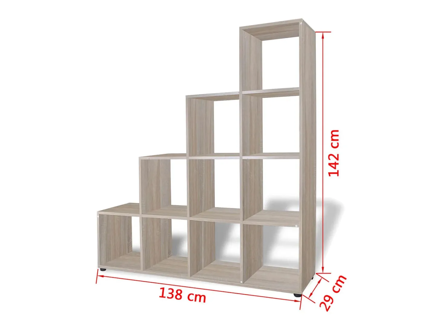 Estantería librería en forma de escalera 142 cm color roble