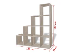 Estantería librería en forma de escalera 142 cm color roble