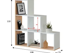Estantería Librería Estela Color Blanco/Roble, para Salón, Comedor o Despacho
