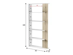 Estantería Librería Lugo Color Blanco/Roble 5 Huecos, para Salón o Comedor