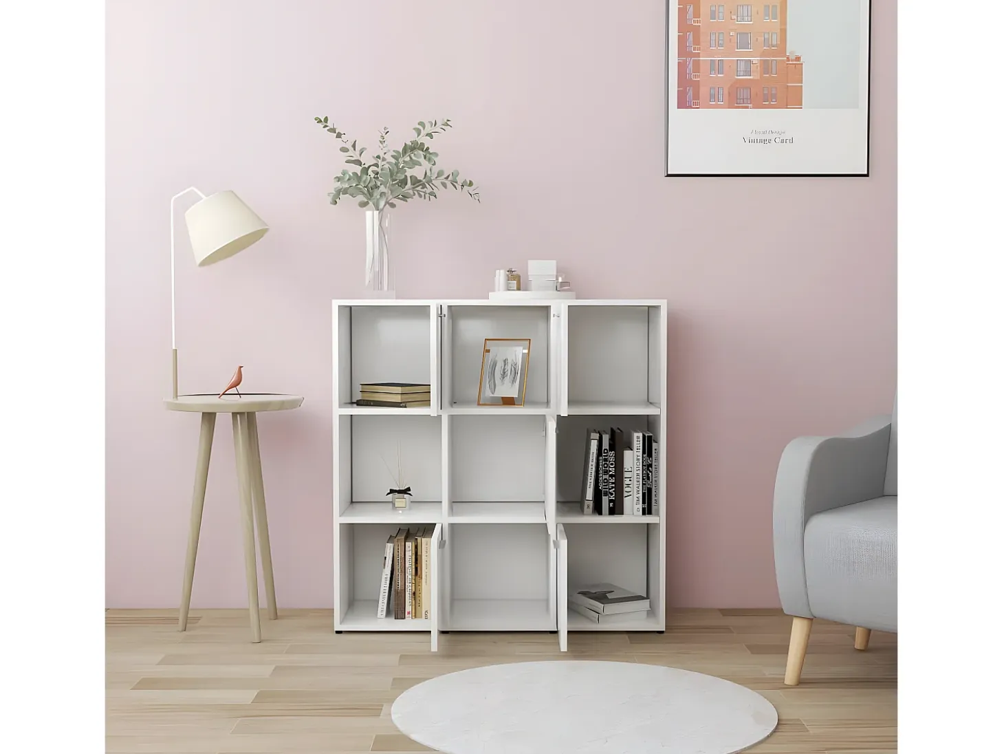 Estantería librería madera contrachapada blanco 90x30x90 cm
