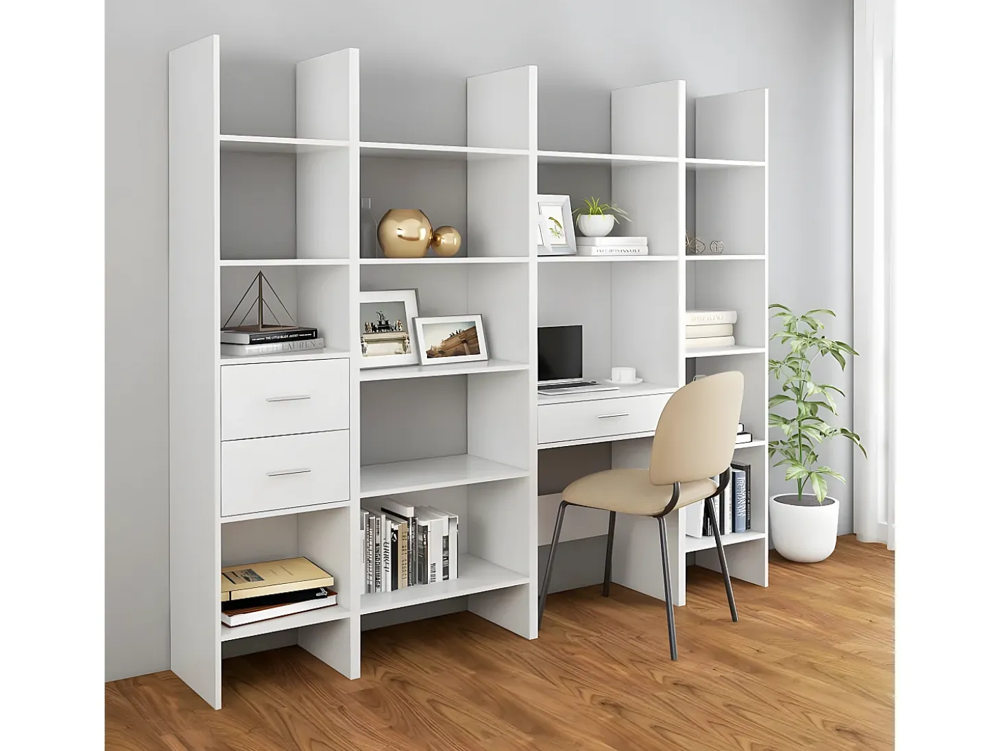Estantería librería madera contrachapada blanco 40x35x180 cm