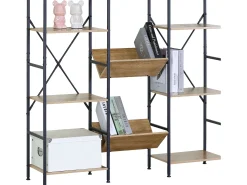 Estantería librería roble cambrian 11 estantes madera claro/negro 125x150x27 cm