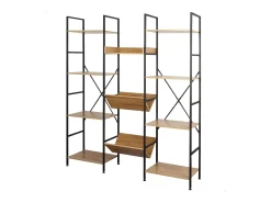 Estantería librería roble cambrian 11 estantes madera claro/negro 125x150x27 cm