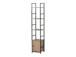 Estantería Librería Salón 4 Estantes y Puerta Roble Cambrian Negro 144x29x24 cm