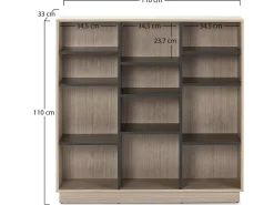 Estantería Librería Vigo 110x110 cm, estantería de Oficina, Color Roble/Gris