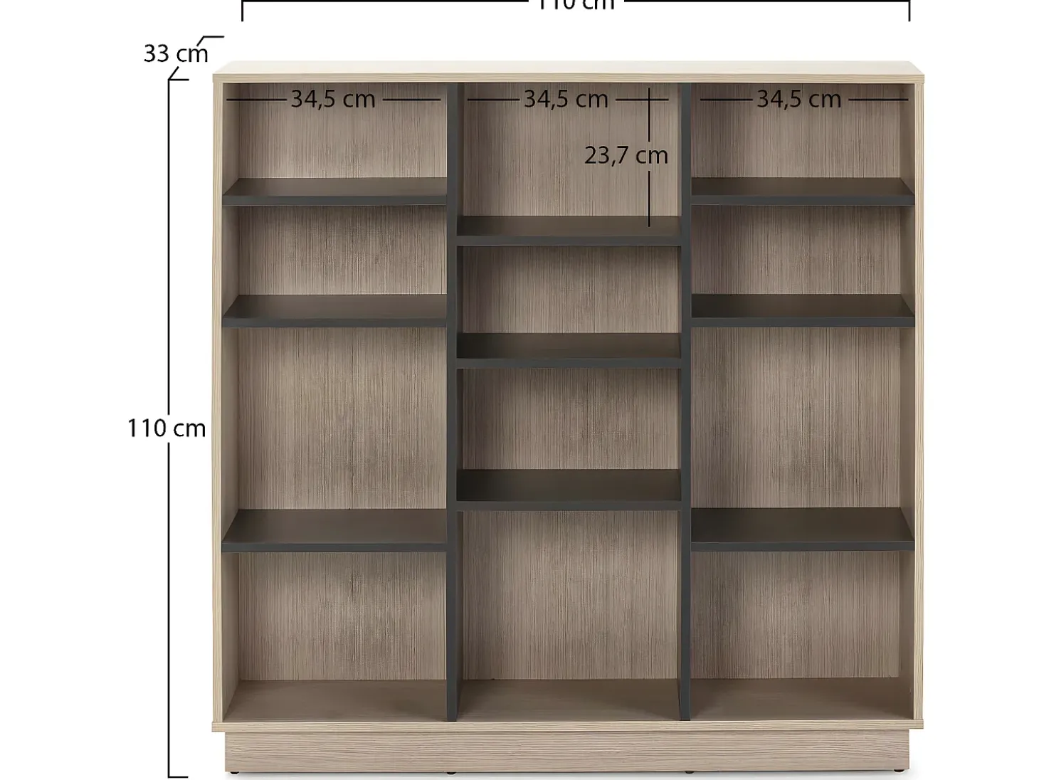 Estantería Librería Vigo 110x110 cm, estantería de Oficina, Color Roble/Gris