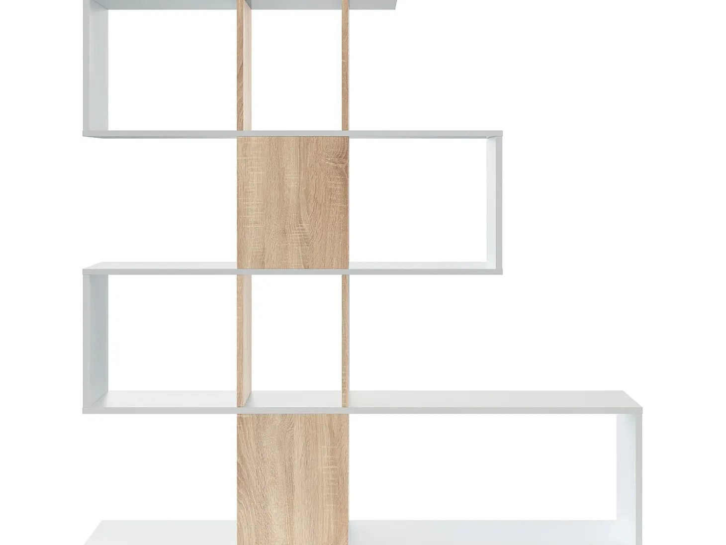 Estantería Librería Zeta Color Blanco/Roble 10 Huecos, para Salón o Comedor
