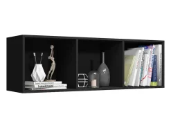 Estantería libros/mueble TV contrachapada negro 36x30x114 cm