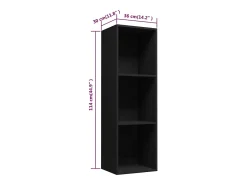 Estantería libros/mueble TV contrachapada negro 36x30x114 cm