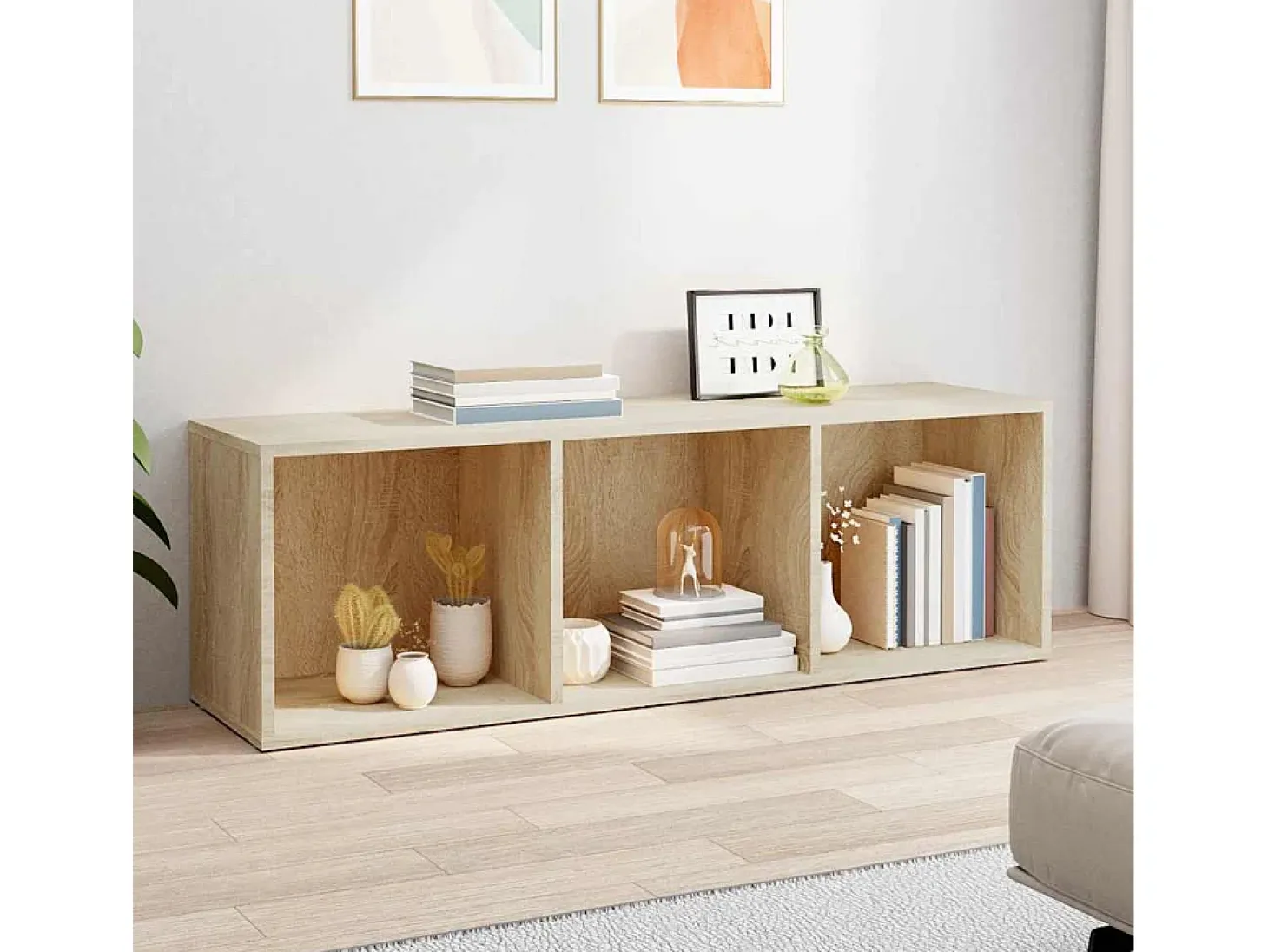 Estantería libros/mueble TV contrachapada roble 36x30x114 cm