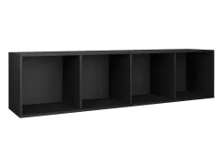 Estantería libros/mueble TV contrachapada negro 36x30x143 cm