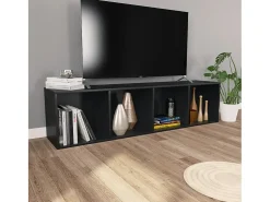 Estantería libros/mueble TV contrachapada negro 36x30x143 cm