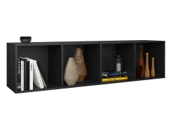 Estantería libros/mueble TV contrachapada negro 36x30x143 cm
