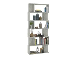 Estantería madera contrachapada gris hormigón 80x24x192cm