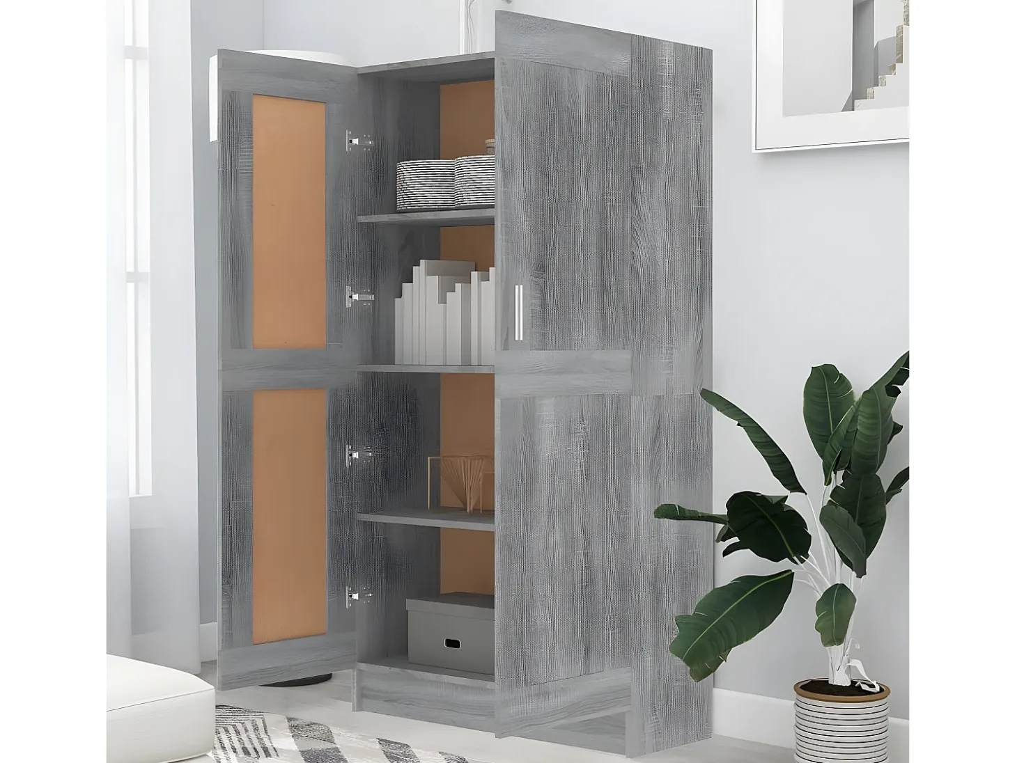 Estantería madera contrachapada gris Sonoma 82,5x30,5x150 cm
