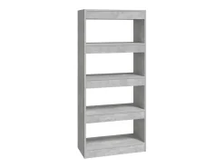 Estantería madera contrachapada gris hormigón 60x30x135 cm