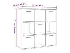 Estantería madera contrachapada roble marrón 90x30x90 cm