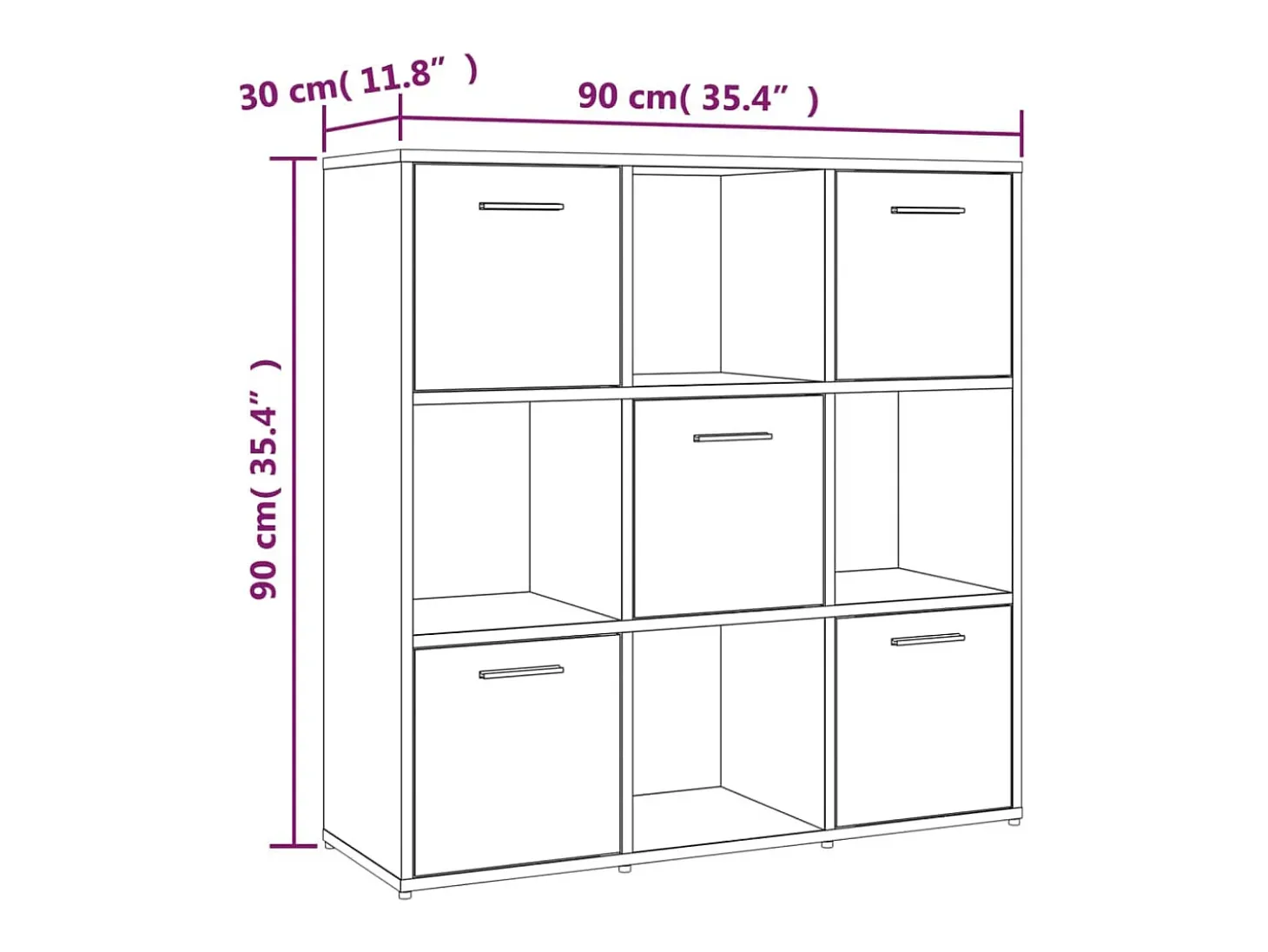 Estantería madera contrachapada roble marrón 90x30x90 cm