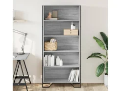 Estantería madera de ingeniería color gris Sonoma 80x31x169 cm
