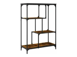 Estantería madera de ingeniería acero roble ahumado 81x36x115cm