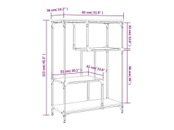 Estantería madera de ingeniería acero roble ahumado 81x36x115cm