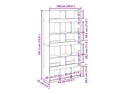 Estantería madera de ingeniería gris Sonoma 100x33x187,5 cm