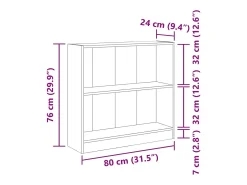 Estantería madera de ingeniería color envejecido 80x24x76 cm