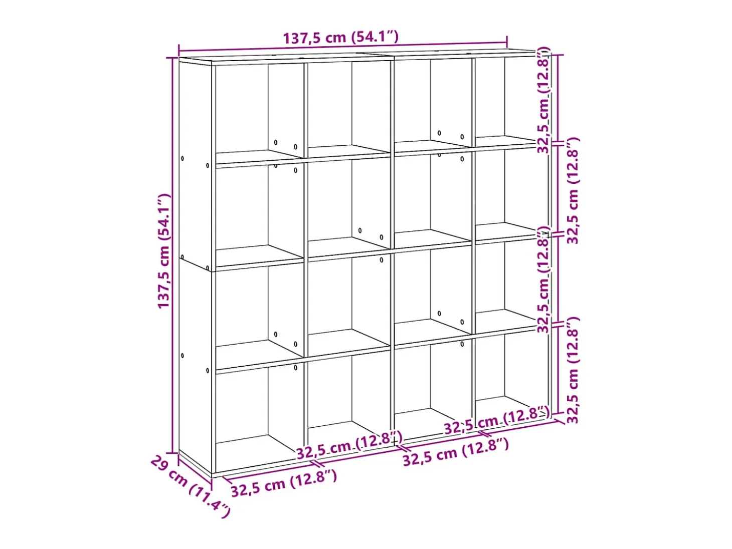 Estantería madera de ingeniería envejecida 137,5x29x137,5 cm