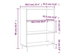Estantería madera de ingeniería gris hormigón 69,5x32,5x90 cm