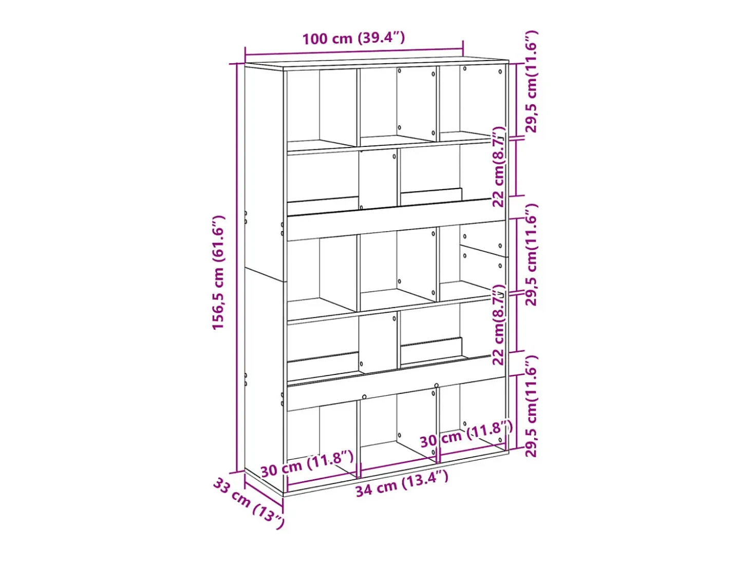 Estantería madera de ingeniería roble Sonoma 100x33x156,5 cm
