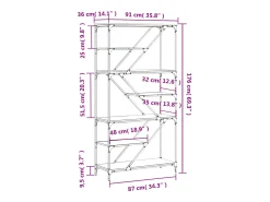 Estantería madera de ingeniería acero roble ahumado 91x36x176cm
