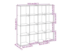 Estantería madera de ingeniería gris hormigón 137,5x29x137,5 cm