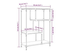 Estantería madera de ingeniería y acero Sonoma gris 81x36x115cm