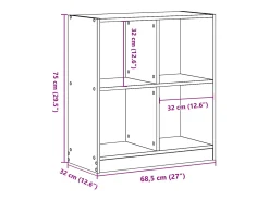 Estantería madera de ingeniería gris hormigón 68,5x32x75 cm
