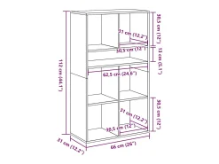 Estantería madera de ingeniería envejecida 66x31x112 cm
