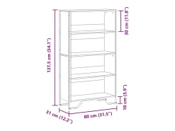 Estantería madera de ingeniería gris Sonoma 80x31x137,5 cm