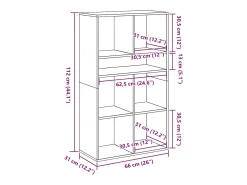 Estantería madera de ingeniería color marrón roble 66x31x112 cm