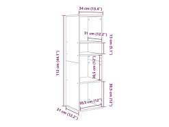 Estantería madera de ingeniería color gris sonoma 34x31x112 cm
