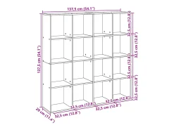 Estantería madera de ingeniería gris Sonoma 137,5x29x137,5 cm
